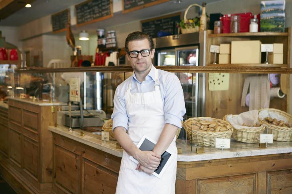 Portrait of male worker in bakery